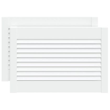 Врати за шкафове решетен дизайн 2 бр бял 39,5x59,4 см бор масив