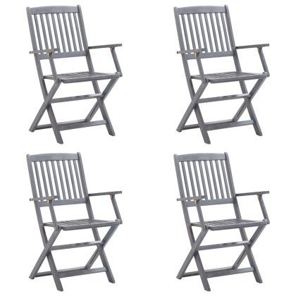 Сгъваеми градински столове, 4 бр, с възглавници, акация масив