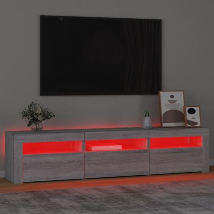 ТВ шкаф с LED осветление, сив сонома, 180x35x40 см