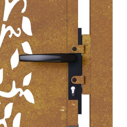 Градинска порта 100x175 см, кортенова стомана, дизайн с дърво