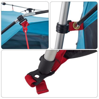 Семейна палатка, кабинна, 7-местна, синя, бързо освобождаване