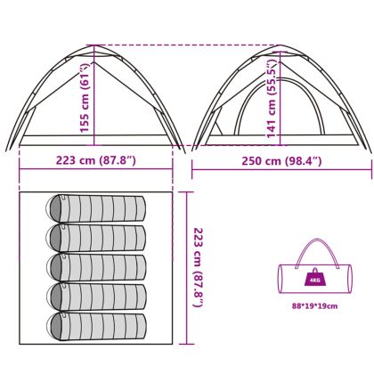 Къмпинг палатка куполна 5-местна бързо освобождаване