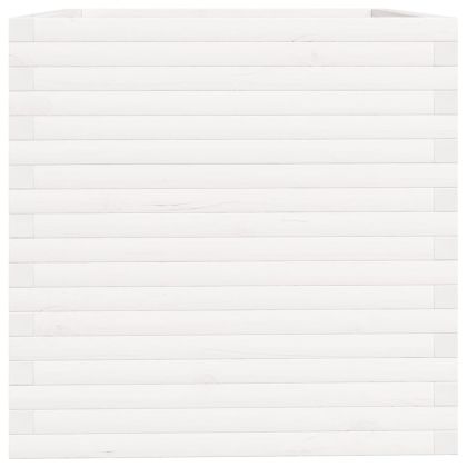 Градински сандък, бял, 70x70x72,5 см, масивна борова дървесина