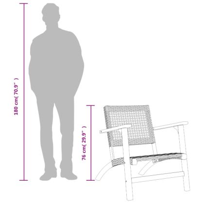 Бистро комплект, 3 части, черен, полиратан и акация масив