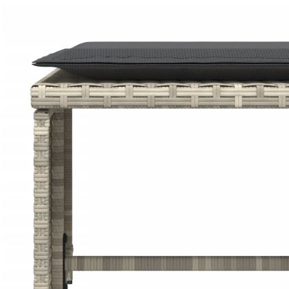 Градински стол с табуретка за крака светлосив полиратан