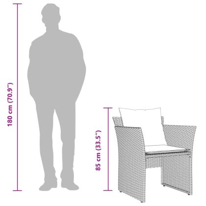 Градински стол с табуретка за крака светлосив полиратан
