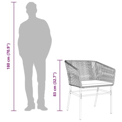 Градински столове 2 бр с възглавници черен полиратан