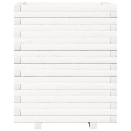 Градински сандък, бял, 60x60x72 см, масивна борова дървесина