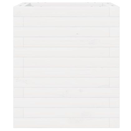 Градински сандък, бял, 40x40x46 см, масивна борова дървесина