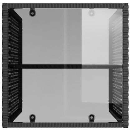 Градински диван от 4 части с възглавници, черен, полиратан