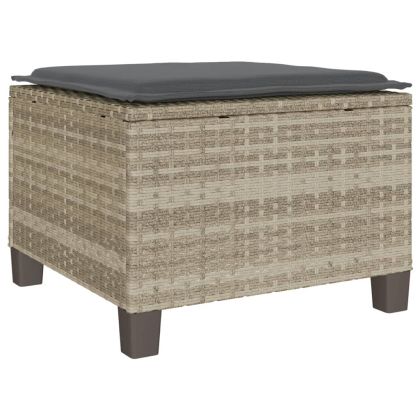 Бистро комплект с възглавници 3 части светлосив полиратан