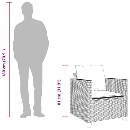Бистро комплект с възглавници 3 части бежов полиратан