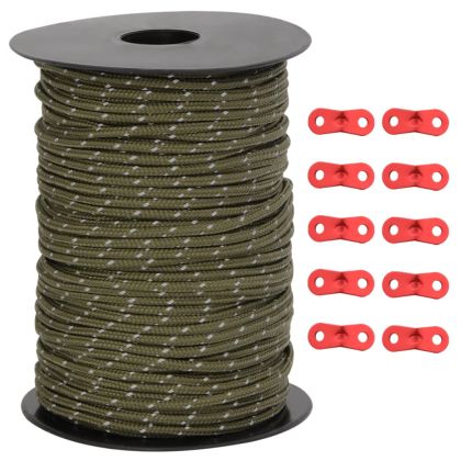 Опъващо въже за палатка с рефлекторни ленти и ключове 50 м 3 мм