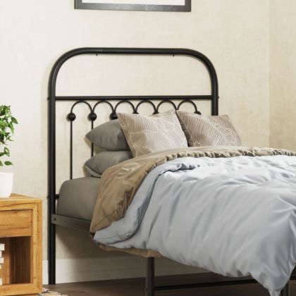 Метална резервна табла за легло, черна, 75 см