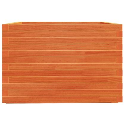 Градинска кашпа, восъчнокафяв, 70x70x49,5 см борово дърво масив