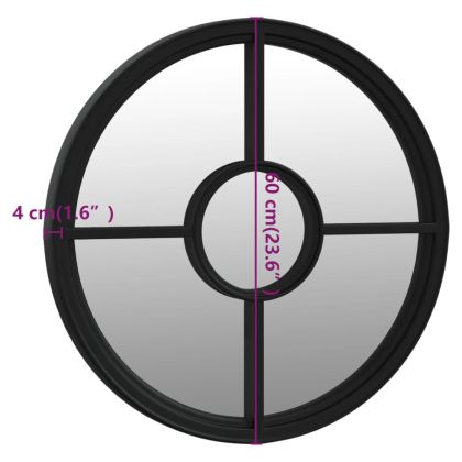 Огледало черно 60x4 см желязо кръгло за употреба на закрито