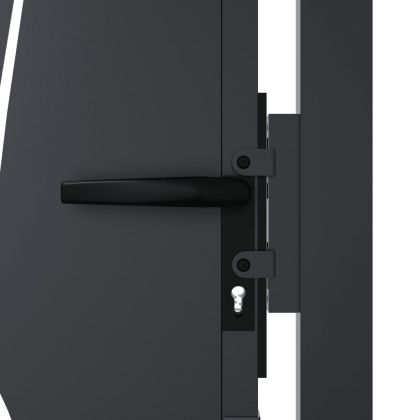 Градинска порта, антрацит, 100x200 см, стоманен дизайн с трева