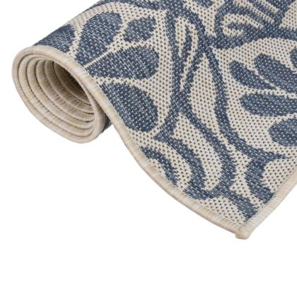 Градински плоскотъкан килим, 160x230 см, синя шарка