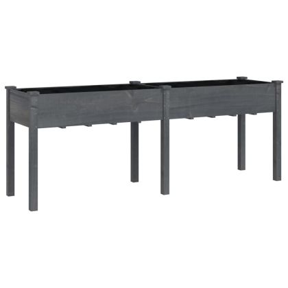Саксия с вложка сива 203x53x76 см масивна ела