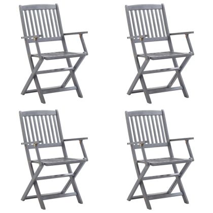 Сгъваеми градински столове, 4 бр, с възглавници, акация масив