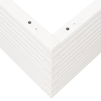 Градински сандък, бял, 110x110x46 см, масивна борова дървесина