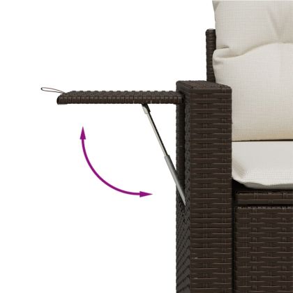 Градински комплект диван с възглавници 9 части кафяв полиратан
