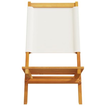 Сгъваеми градински столове, 8 бр, кремави, плат и дърво масив