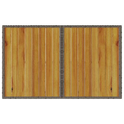 Градинска маса с дървен плот сива 110x68x70 см полиратан