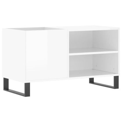 Шкаф за грамофонни плочи бял гланц 85x38x48 см инженерно дърво