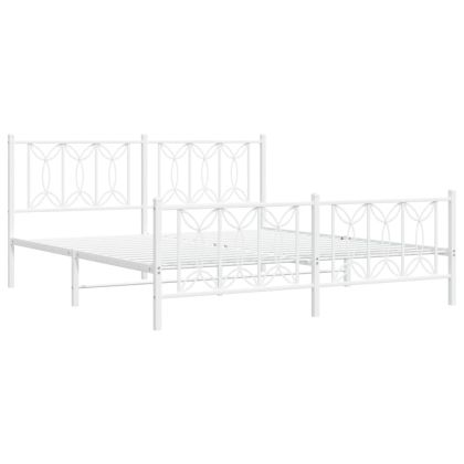 Метална рамка за легло с горна и долна табла, бяла, 183x213 см