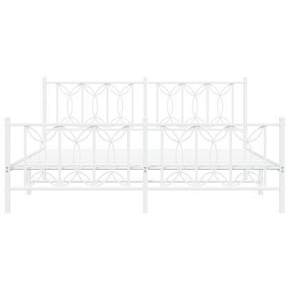 Метална рамка за легло с горна и долна табла, бяла, 183x213 см