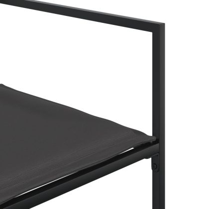 Градински комплект от 11 части, с възглавници, черен, текстилен