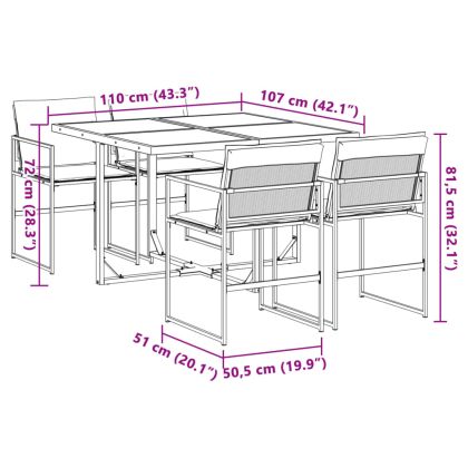 Градински комплект от 5 части, с възглавници, бял, текстилен