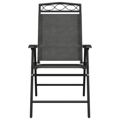 Сгъваеми градински столове 8 бр меланж сив стомана и текстилен