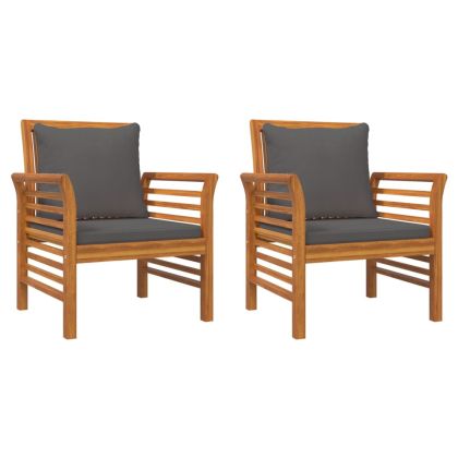 Градински лаундж комплект с възглавници, 3 части, акация масив