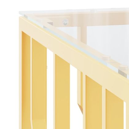 Маса за кафе златиста 80x80x40 cм неръждаема стомана и стъкло