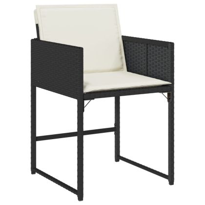 Градински столове с възглавници, 4 бр, черен, полиратан