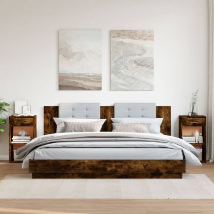 Нощни шкафчета 2 бр опушен дъб 35x34x65 см инженерно дърво