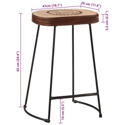 Бар табуретки 2 бр тъмнокафяви 41x29x62 см