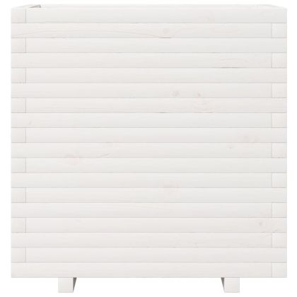 Градински сандък, бял, 70x40x72,5 см, масивна борова дървесина