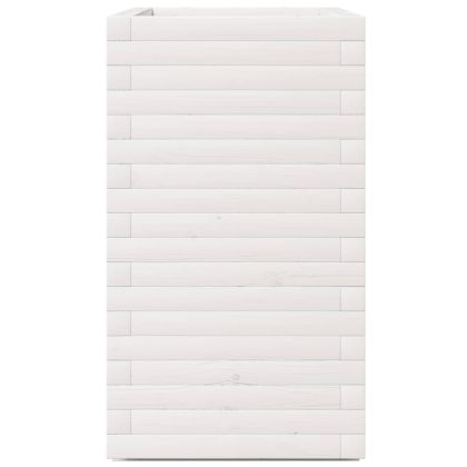 Градински сандък, бял, 70x40x72,5 см, масивна борова дървесина