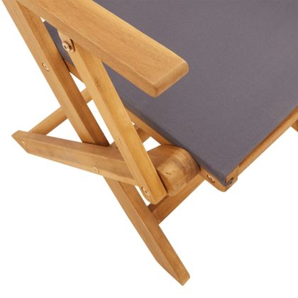 Бистро комплект, 3 части, антрацит, плат и дърво масив