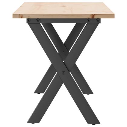 Кафе маса X-образна рамка 110x40x45 см бор масив и стомана