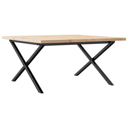Кафе маса X-образна рамка 90x90x45,5 см бор масив и стомана