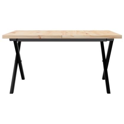 Кафе маса X-образна рамка 90x90x45,5 см бор масив и стомана
