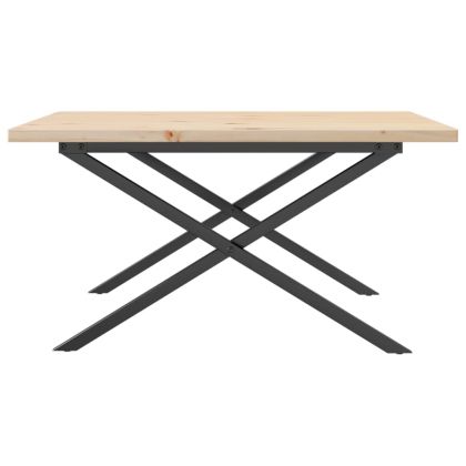 Кафе маса X-образна рамка 90x90x45,5 см бор масив и стомана