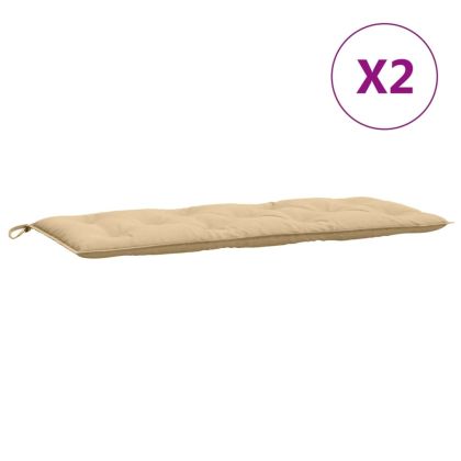 Възглавници за градински пейки 2 бр бежови 120x50x7 см плат