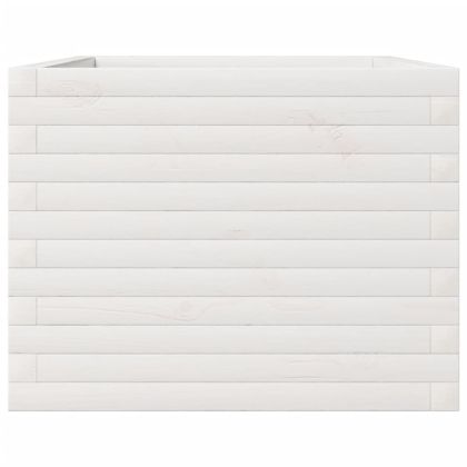 Градински сандък, бял, 110x60x46 см, борово дърво масив