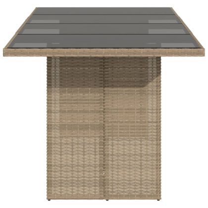 Градинска маса със стъклен плот бежова 190x80x75 см полиратан