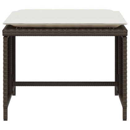 Градински стол с табуретка за крака кафяв полиратан